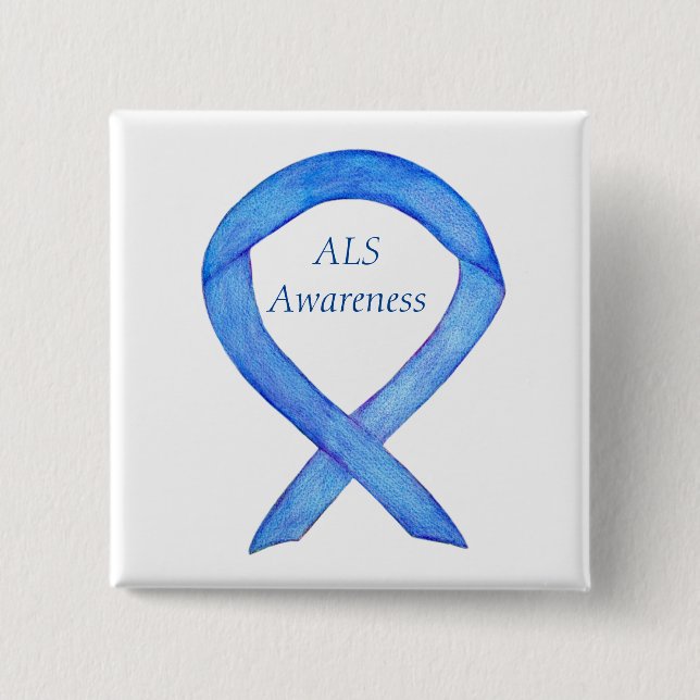 ALS Awareness Ribbon Custom Art Pin (Front)