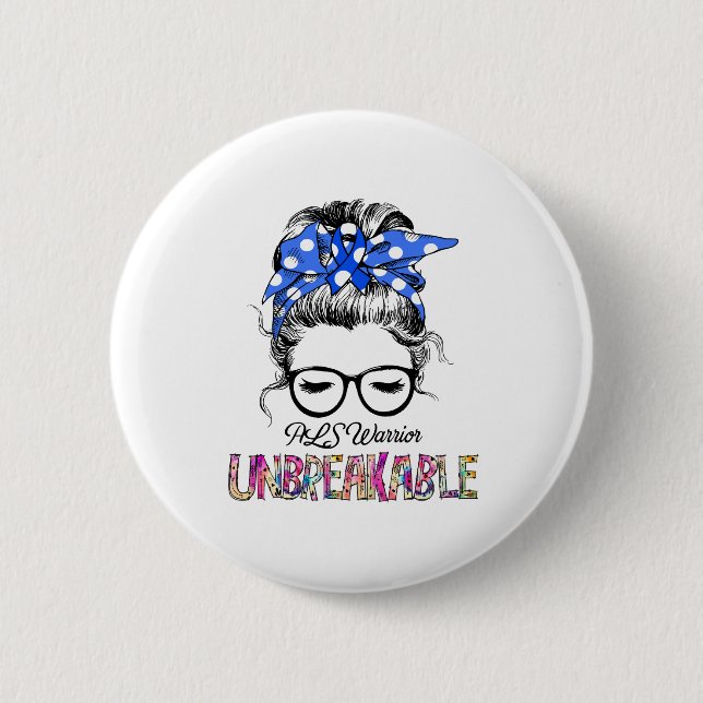 ALS Awareness Ribbon Support Gifts Button (Front)