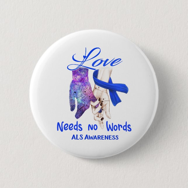ALS Awareness Ribbon Support Gifts Button (Front)