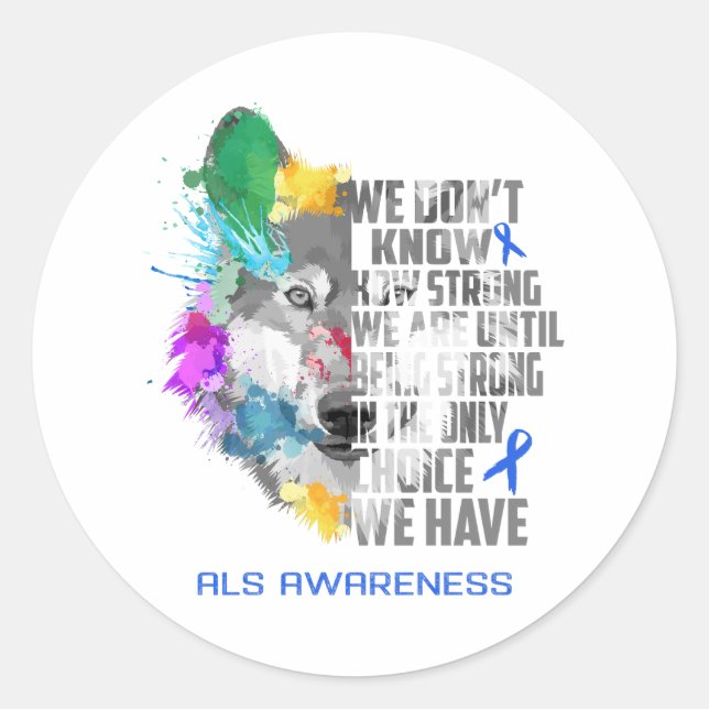 ALS Awareness Ribbon Support Gifts Classic Round Sticker (Front)