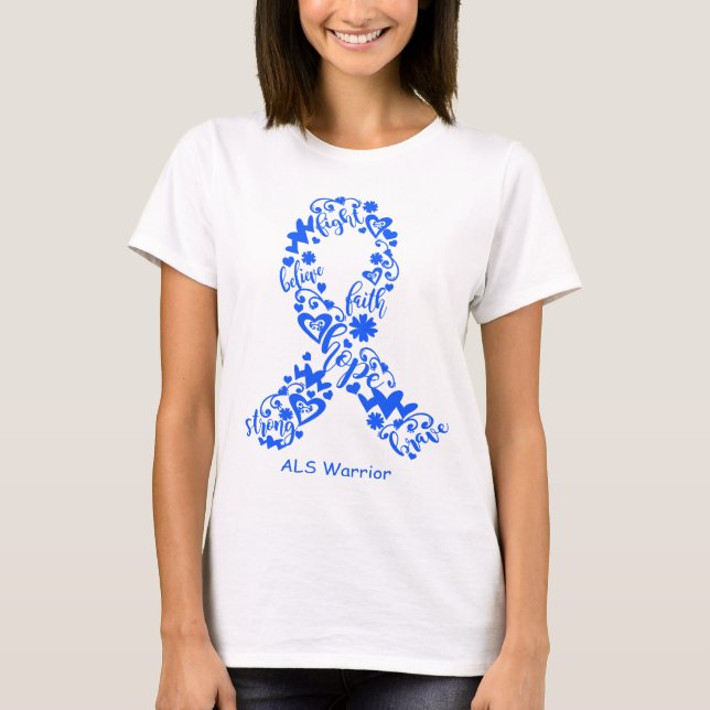 ALS Awareness Ribbon Support Gifts T-Shirt (Front)