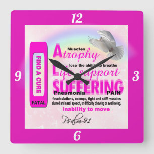 ALS Awareness Square Wall Clock