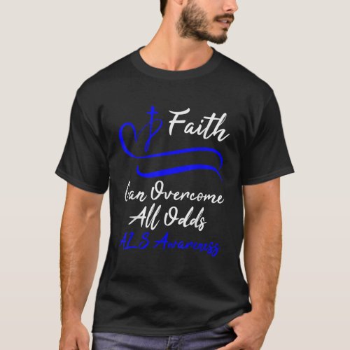 ALS Awareness Support Blue Ribbon ALS Christian Cr T_Shirt