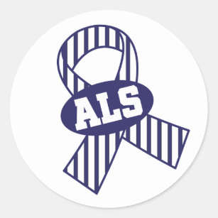 ALS Awareness Support Striped Ribbon Stickers