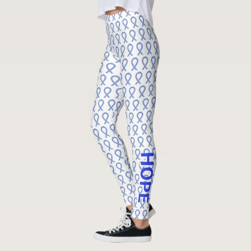 ALS Blue and White Awareness Ribbon Art Leggings