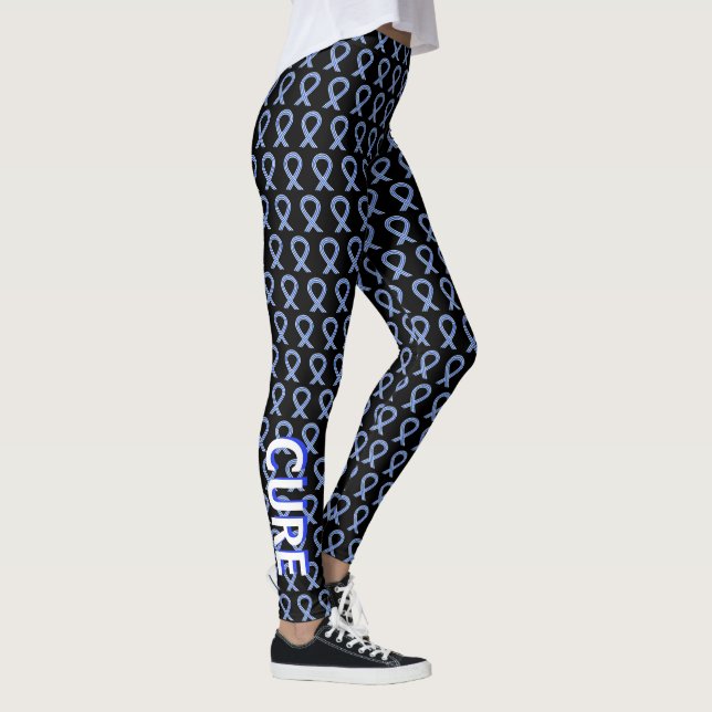 ALS Blue and White Awareness Ribbon Art Leggings (Right)