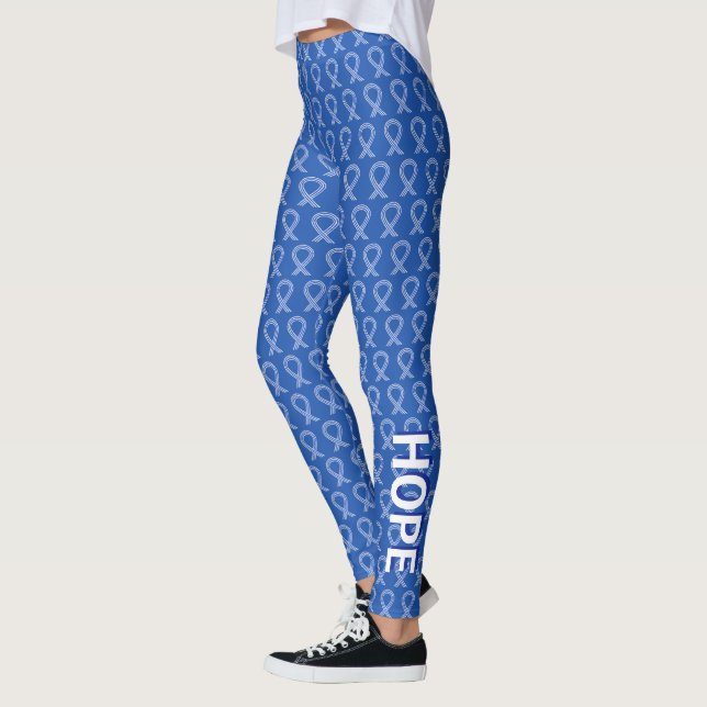ALS Blue and White Awareness Ribbon Art Leggings (Left)
