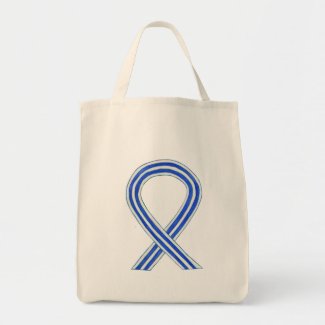 ALS Blue and White Awareness Ribbon Art Tote Bag
