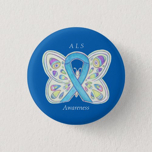 ALS Blue Butterfly Awareness Ribbon Custom Art Pin