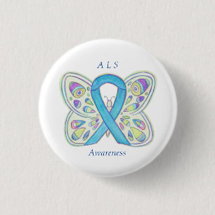 ALS Blue Butterfly Awareness Ribbon Custom Art Pin