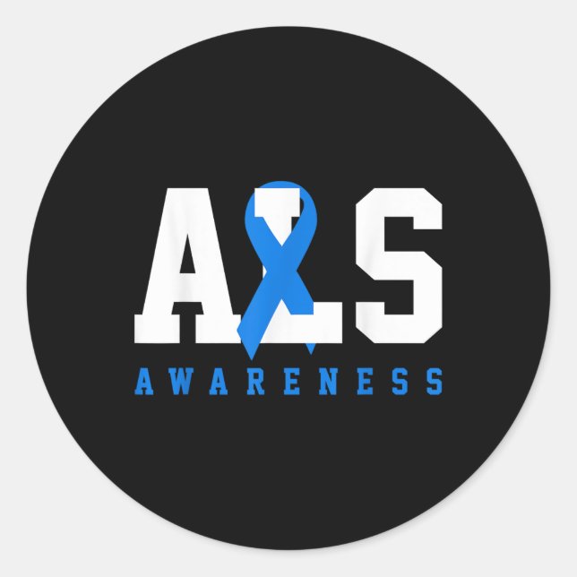Als Blue Ribbon Als Awareness Gift  Classic Round Sticker (Front)