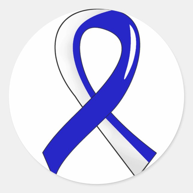 ALS Blue White Ribbon 3 Classic Round Sticker (Front)
