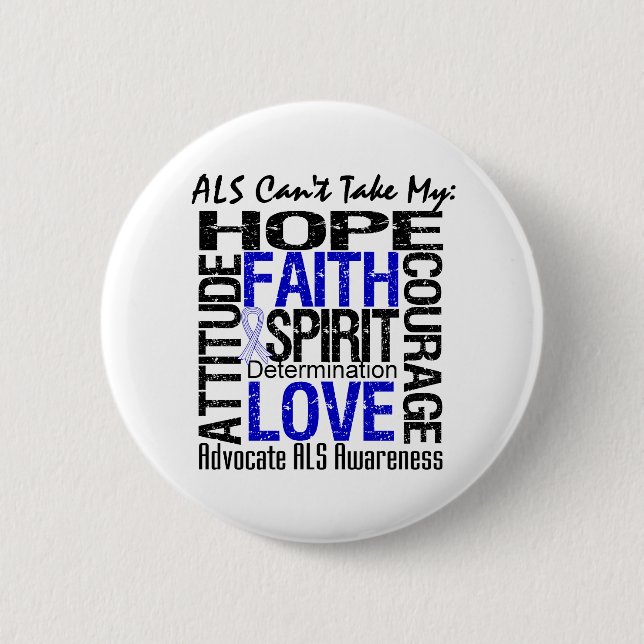 ALS Can't Take My Hope Collage Pinback Button (Front)