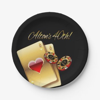 Al's Casino Style 40th Party Ask 4 Names In Chips Paper Plates by glamprettyweddings at Zazzle