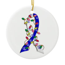 ALS Christmas Lights Ribbon Ceramic Ornament