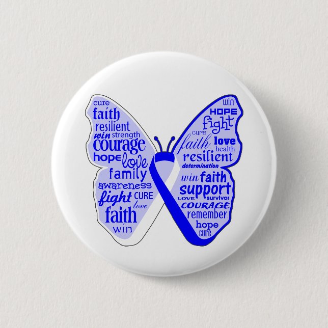 ALS Disease Awareness Butterfly Ribbon Pinback Button (Front)