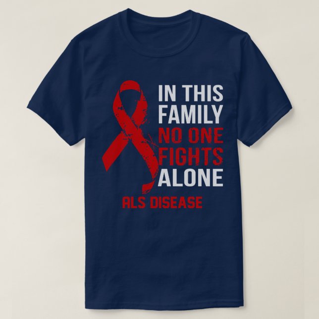 ALS Disease Awareness No One Fights Alone Hope For T-Shirt (Design Front)