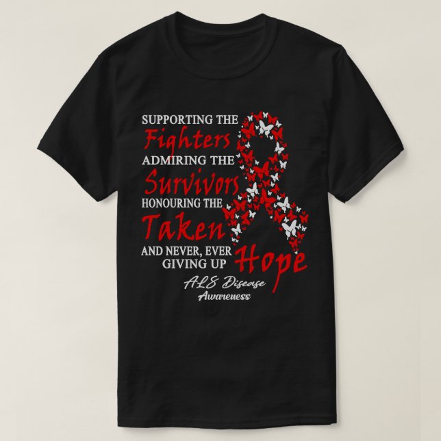 ALS Disease Awareness Supporting The Fighters Butt T-Shirt (Design Front)