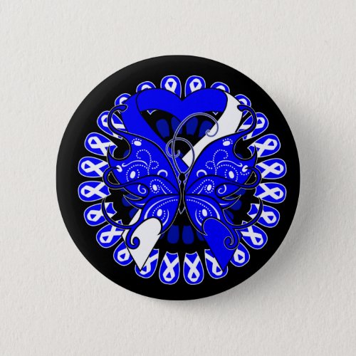 ALS Disease Butterfly Circle of Ribbons Pinback Button