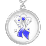 ALS Disease Ribbon Angel In Memory Silver Plated Necklace