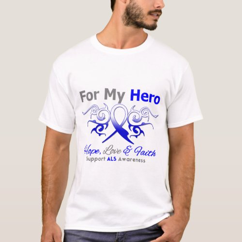 ALS Disease Tribal Ribbon Hero T_Shirt