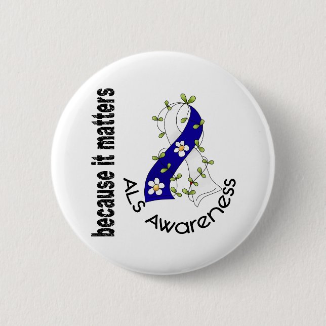 ALS Flower Ribbon 3 Pinback Button (Front)