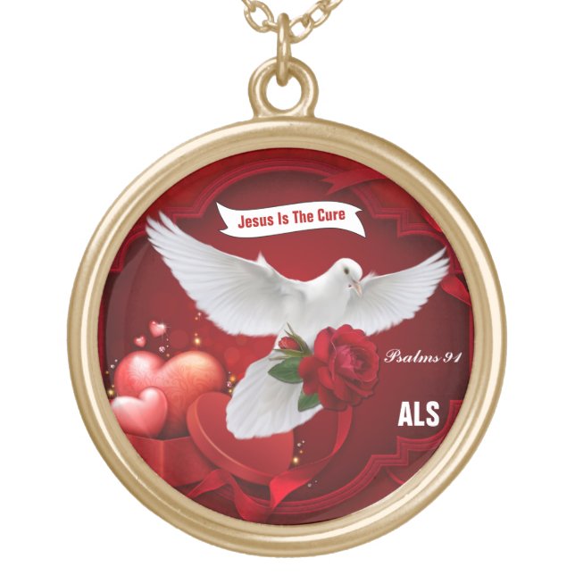 ALS - Large gold finish necklace (Front)