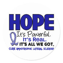 ALS Lou Gehrig's Disease HOPE 1 Classic Round Sticker