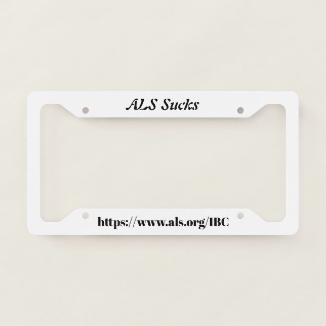 ALS Sucks  License Plate Frame (Front)