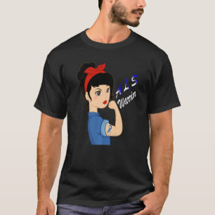 ALS Warrior Strong Women Girl Blue Support Awarene T-Shirt