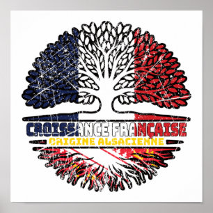 Alsace Alsatian French France Tree Roots Flag Poster