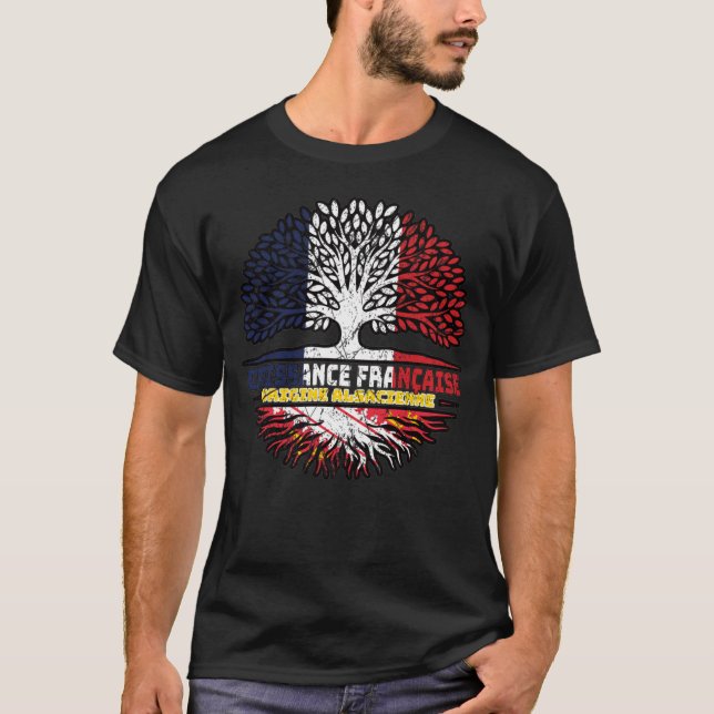 Alsace Alsatian French France Tree Roots Flag T-Shirt (Front)