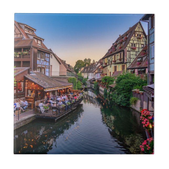 Alsace France Flower Water Canal    Ceramic Tile (Front)