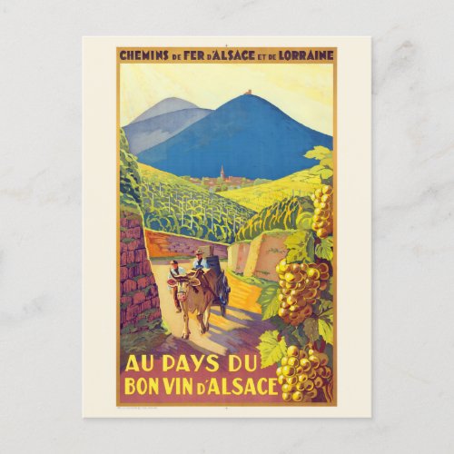 Alsace France Vintage Poster 1920s Postcard