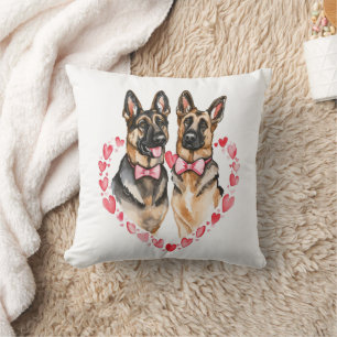 Alsatian Dog Mom Life Watercolor trendy fun heart Throw Pillow