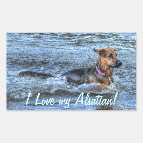 Alsatian German Shepherd 4 Dog_lover Gift Rectangular Sticker