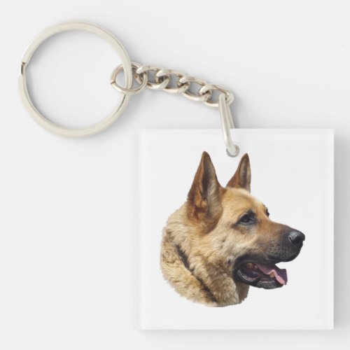 Alsatian German shepherd dog portrait Keychain