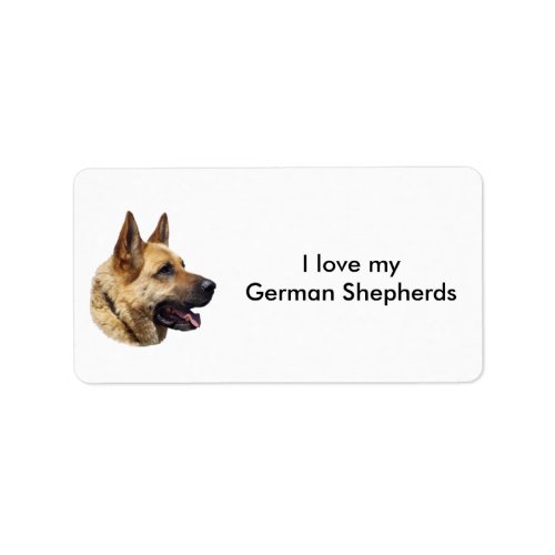 Alsatian German shepherd dog portrait Label