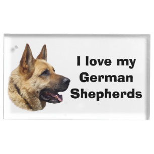 Alsatian German shepherd dog portrait Table Card Holder