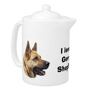 Alsatian German shepherd dog portrait Teapot