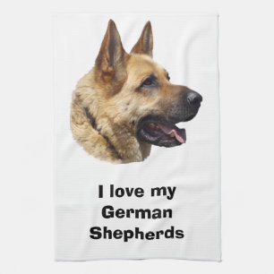 Alsatian German shepherd dog portrait Towel