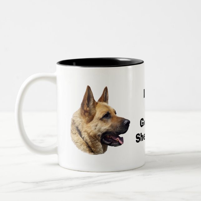 Alsatian German shepherd dog portrait Two-Tone Coffee Mug (Left)