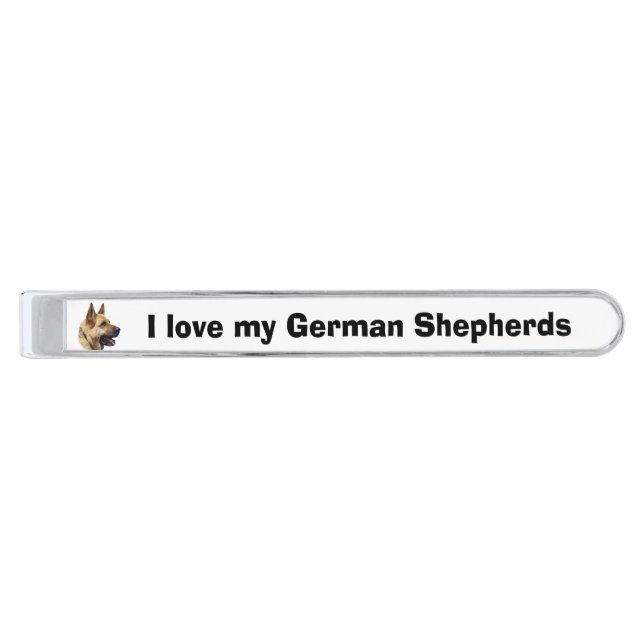 Alsatian German shepherd portrait Silver Finish Tie Clip (Front)
