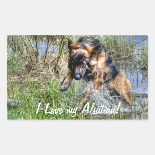 Alsatian Plush German Shepherd 5 Dog_lover Gift Rectangular Sticker