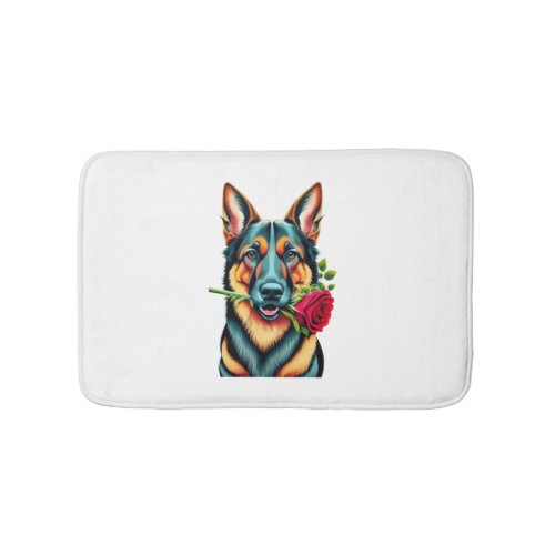 Alsatian with Rose Bath Mat