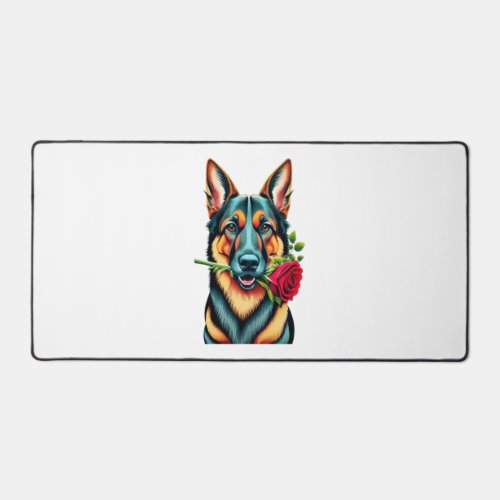 Alsatian with Rose Desk Mat