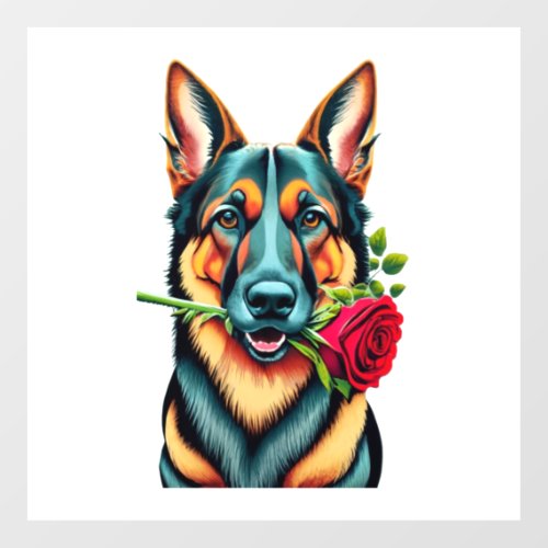 Alsatian with Rose Floor Decals