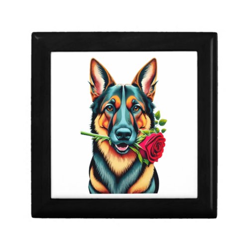 Alsatian with Rose Gift Box