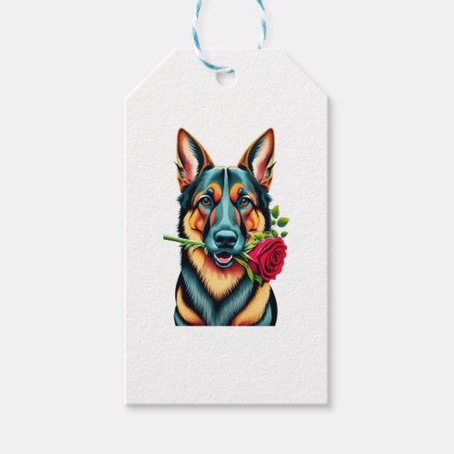 Alsatian with Rose Gift Tags