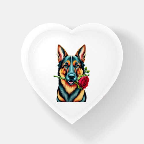 Alsatian with Rose   Paperweight